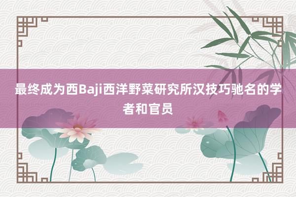 最终成为西Baji西洋野菜研究所汉技巧驰名的学者和官员